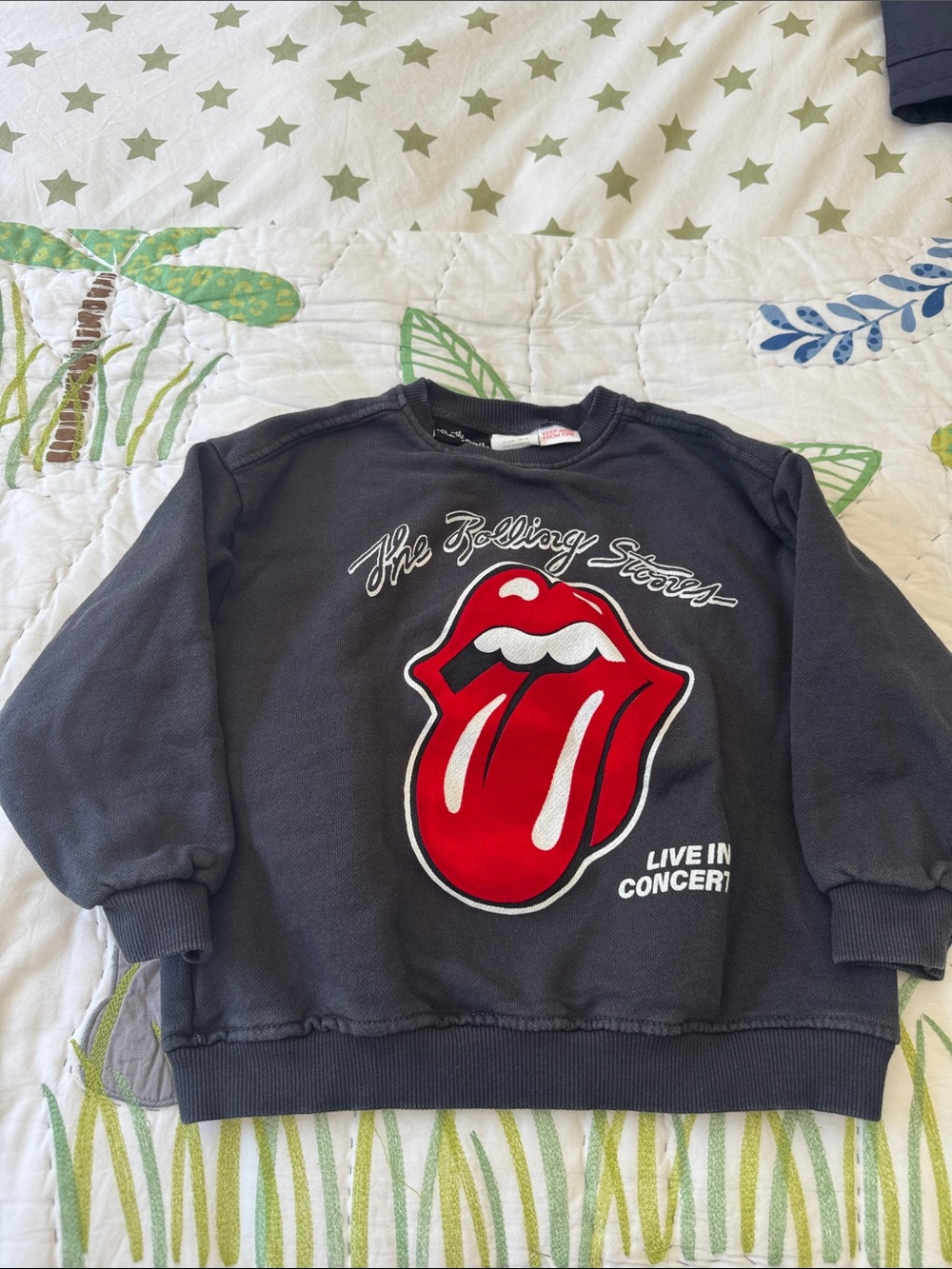 the Rolling Stones Black Kids Sweatshirt with Red Tongue Graphic